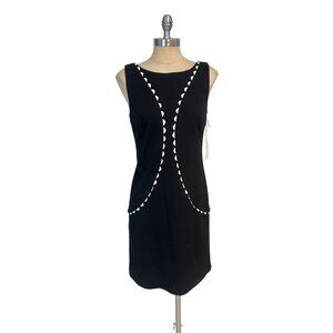 Lesley Evers Black Frances Dress XS Sleeveless Scalloped Detail Back Zip NWT